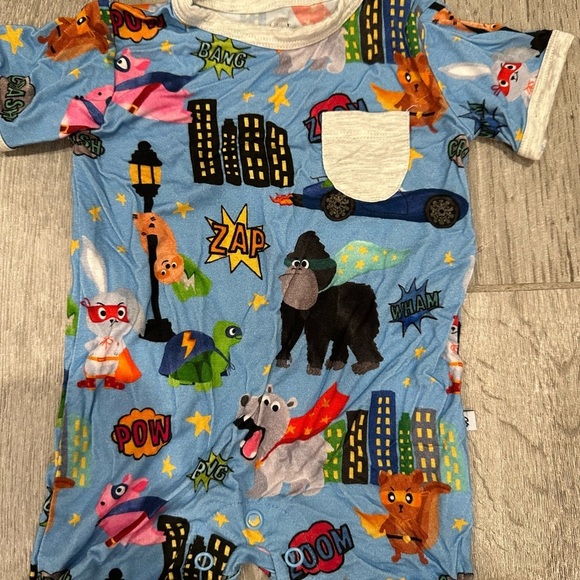 Posh Peanut Other - Colorful Cartoon Print Infant Baby Shorty Romper